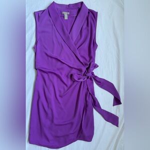 H&M Violet Sleeveless Wrap Midi Dress with Side Tie